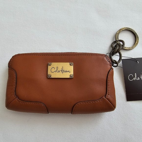 NWT Cole Haan Key Chain Credit Card Case British Tan - Picture 1 of 8